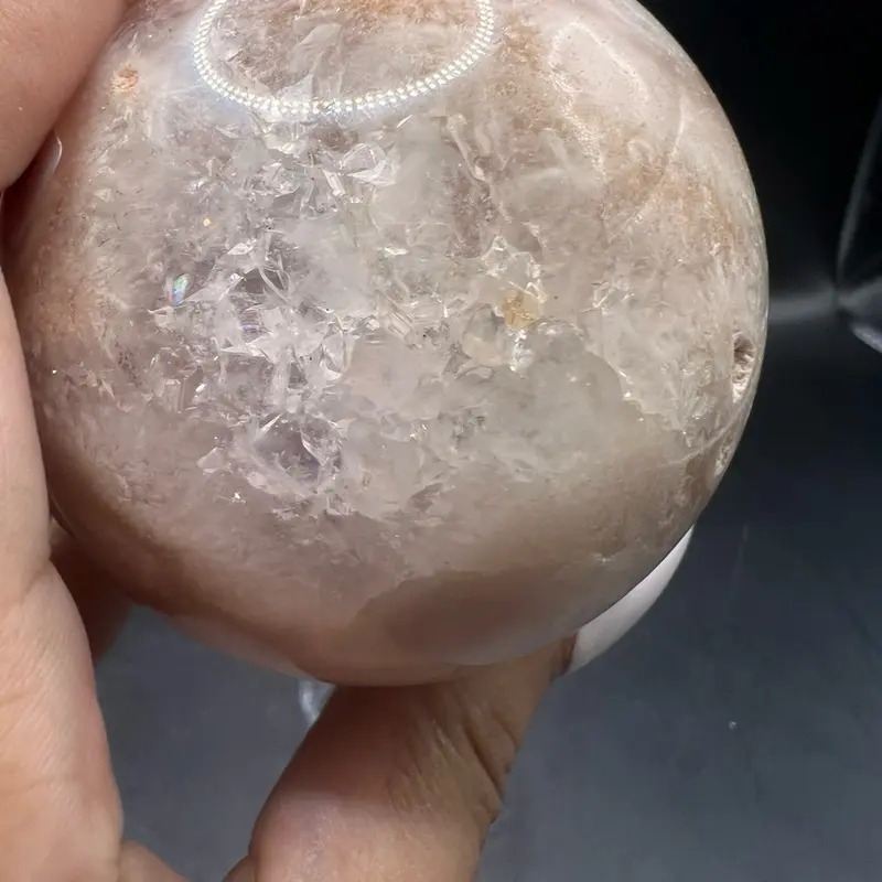 Pink amethyst flower agate sphere 3