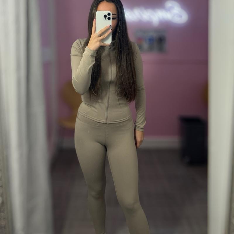 Yoga Material Zip Up Gym Jacket and Legging Set 5