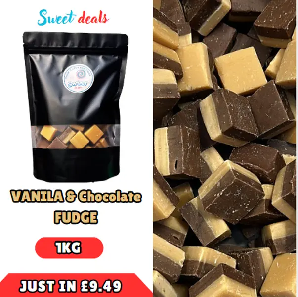 Sweet Pick and Mix - VANILA & CHOCOLATE FUDGE Sweets - Large Bag - Perfect Snack for Parties and Gifts - Candy 1