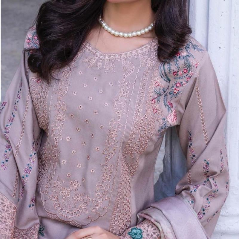 Mahi D6 043 Ladies Pakistani Embroidered Readymade Dhanak Shalwar Kameez Suit with Pashmina Shawl Womenswear 4