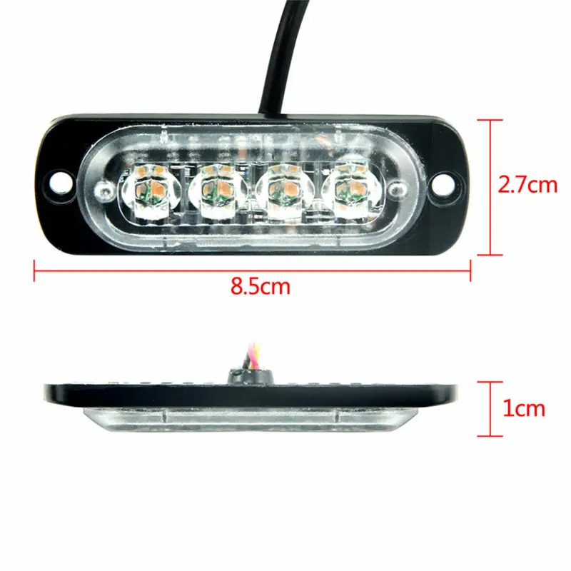 4x 4 LED Amber Recovery Strobe Flashing Grille Light Lightbar Truck Beacon Lamp 1
