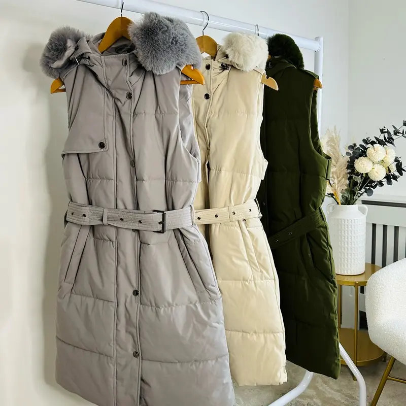 Women's Luxury Faux Fur Padded Belted Gilet by Pippa - Tops, Womenswear autumn jacket 1