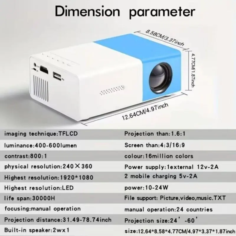 YG300 Smart Projector WiFi Auto Focus Bluetooth Android LED HD Projector for 1000 Lumens Home Cinema Outdoor Portable Projector 1