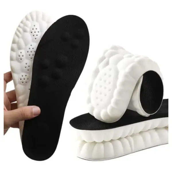 Memory Foam Insoles with Arch Support for Women Men,Comfort Massage Insoles Replacement Shoe Inserts for Trainers Sneakers Sports Shoes Work Boots,Breathable,Shock Absorption (8/8.5UK, Black) Footwear