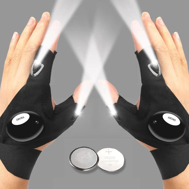 LED Half Finger Gloves for Men Women - Waterproof Night Fishing Bait Cycling Running Flashlight Durable Fingerless Gloves 1