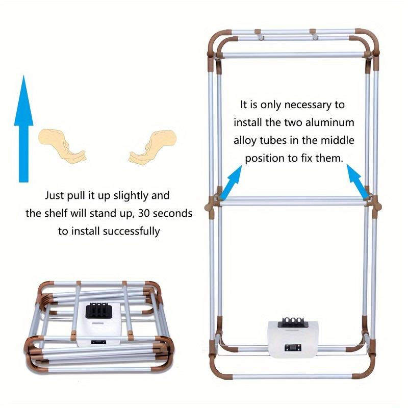 Product Introduction of Concise Home Installation-free Folding Hanging Clothes Dryer With Remote Controller Aluminum Alloy Tubes 15KG Easy Storage Electric Drying Clothes Quickly Suitcase With Timer Portable Simple Wardrobe With Heater For Winter Cold Rainy Days 39