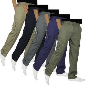 Mens Elasticated Waist Cargo Combat Trousers Lightweight Summer Multi Pockets Pants Sizes M-3XL Fabric Menswear