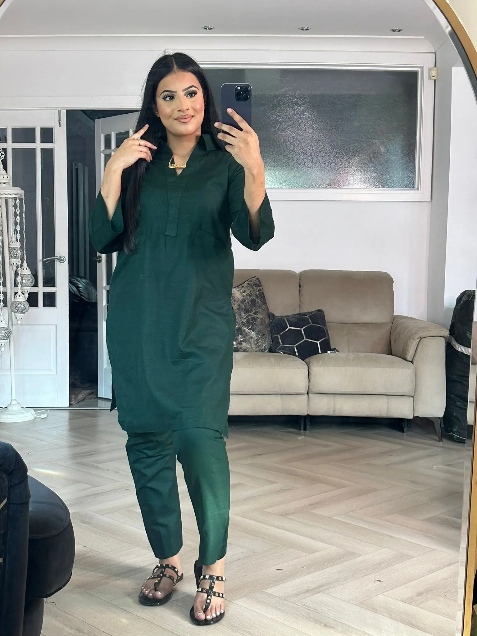 Mira Pocket Khaddar Co-ord - Emerald
