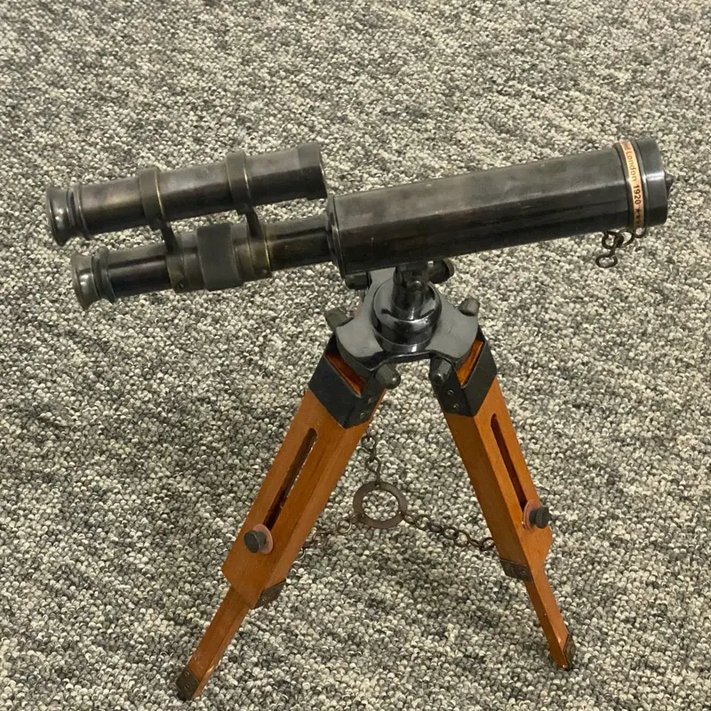 Nautical Telescope 10 Inch Double Barrel Solid Brass Spyglass With Wooden Tripod uk based seller 2
