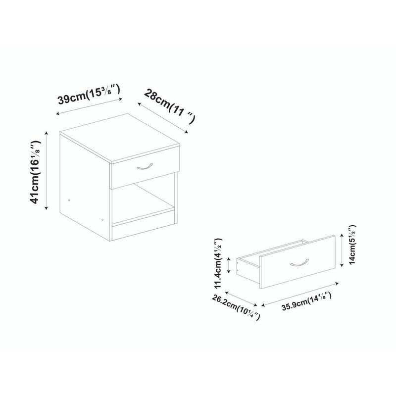 Wooden Bedside Cabinet with 1 Drawer: Ideal for Small Bedrooms 5