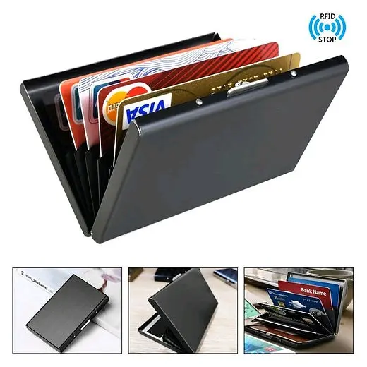 RFID Blocking Aluminum Protector Metal Wallet Credit Card Holders Thin Case Box