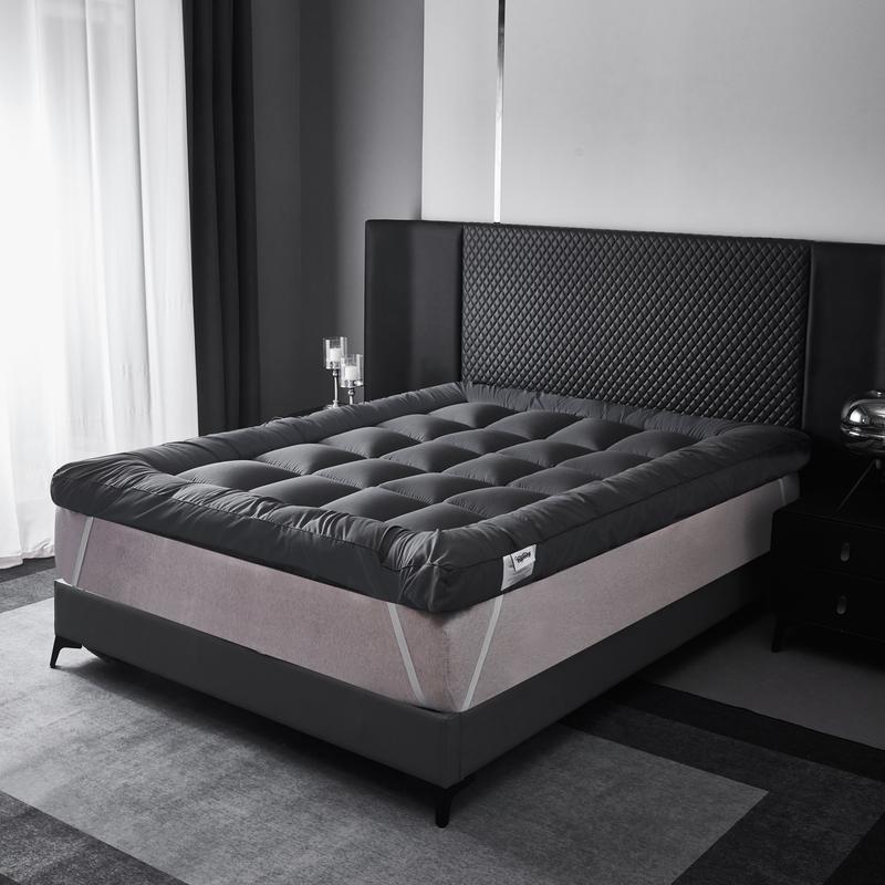 Vic-mart 10cm Anti-Allergy Microfibre Bounce Comfy Mattress Topper soft mattress pads & toppers Grey 1