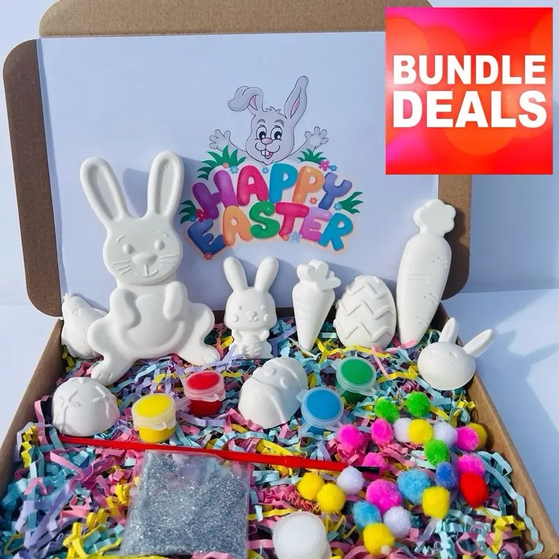 BUNDLE Easter Paint Kit -  Kids Activity Box Bunny Rabbit and Eggs - DIY Craft Box 0