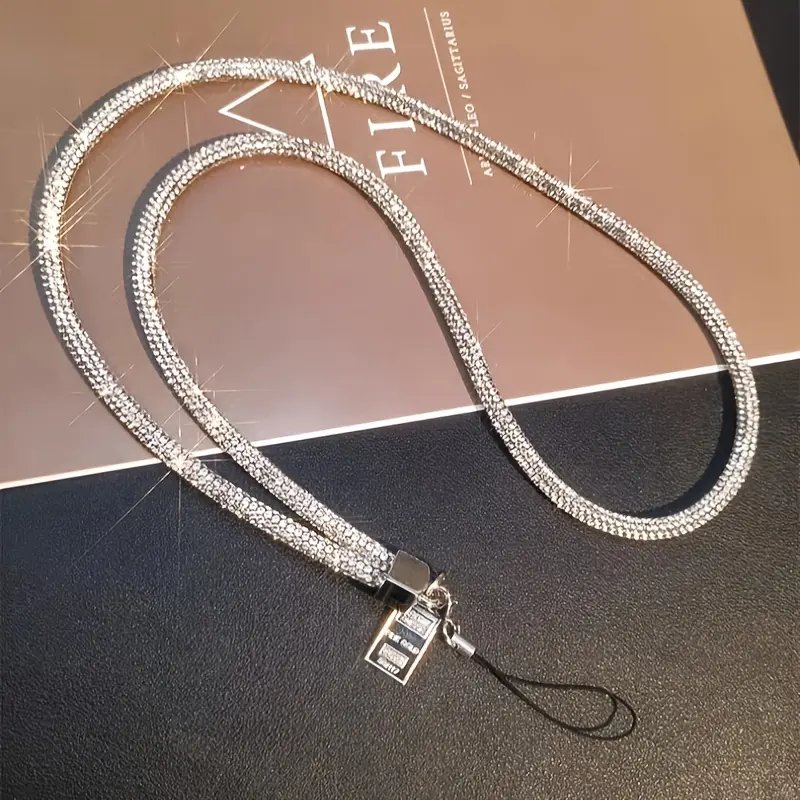 Luxury Full Diamond Phone Lanyard Neck Strap with Durable Rhinestone Tether, Fashionable Beaded Mobile Chain, Sparkling Universal Cellphone Holder Accessory 3