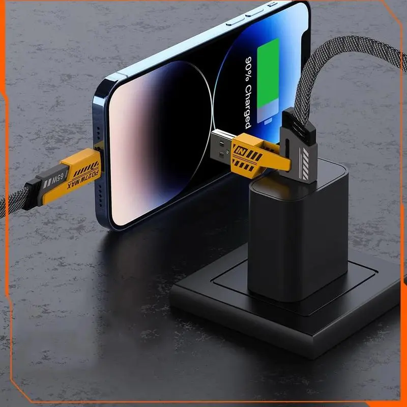 【US SELLER】4 In 1 New Multi-Port Charging Cable, 1Count PD Fast Charging Data Cable withMulti-head Design, Compatible withiPhone & Android 7