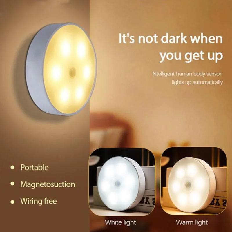 Motion Sensor Light Led USB Night Lights Rechargeable Lamp for Bedroom Staircase Hallway Wardrobe Cupboard Lighting Charging Smartphones 1