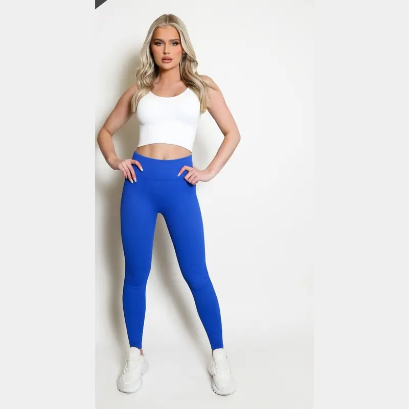 High Waist Ribbed Gym Leggings Activewear - Della 8