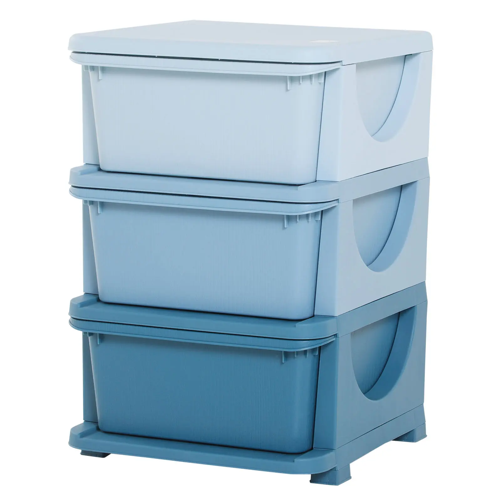 Kids Storage Units with Drawers 3 Tier Chest Vertical Dresser Tower Kids Bedroom Children's Bedroom - Blue