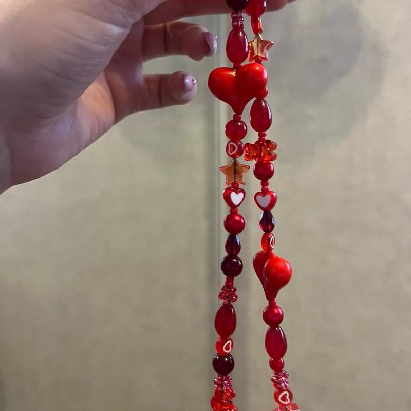 Red phone charmPhone Strap , Phone Chain ,Y2K Style Beaded Phone Charm, Phone Accessories, Phone Jewellery, Gift,handmade phonecharms Personalised iphone case straps phone  straps 7