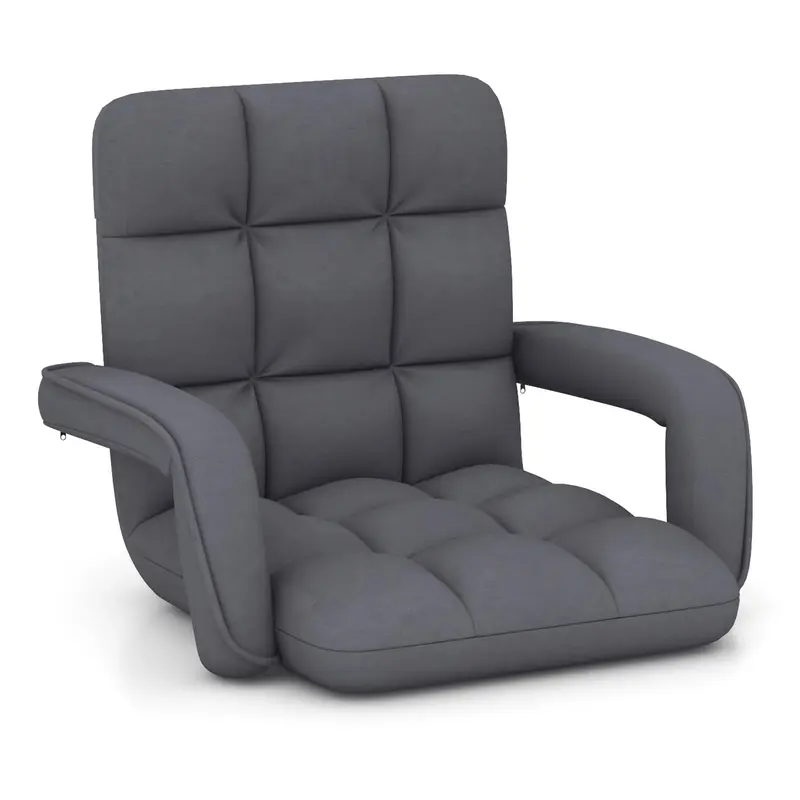 COSTWAY Floor Gaming Chair for Adults with Back Support and Adjustable 6-Position 0