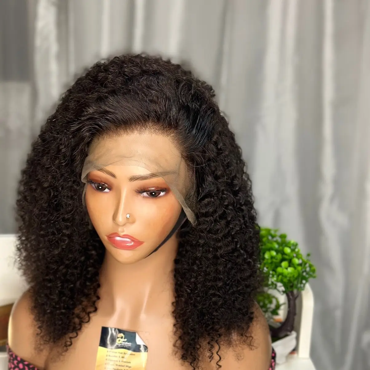 13x4 frontal 14 inches kinky curl human hair wig