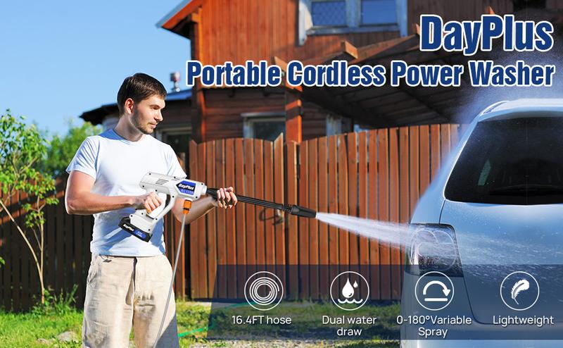 Product Introduction of Cordless Pressure Washer, 21V 1500W Portable Pressure Washer, 30 Bar/435 PSI High Power Washer Machine with 6-in-1 Adjustable Nozzles, 2PCS 1.5Ah Battery, 5m Hose Cordless Jet Washers Pressure Cleaner for Car Floor Garden Cleaning 1