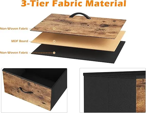 Bedside Table, Bedside Cabinet with 2 Large Capacity Fabric Storage Drawers, 54.5cm Height Sofa Side Table End Table Nightstand for Bedroom, Living Room, 42x30cm 2