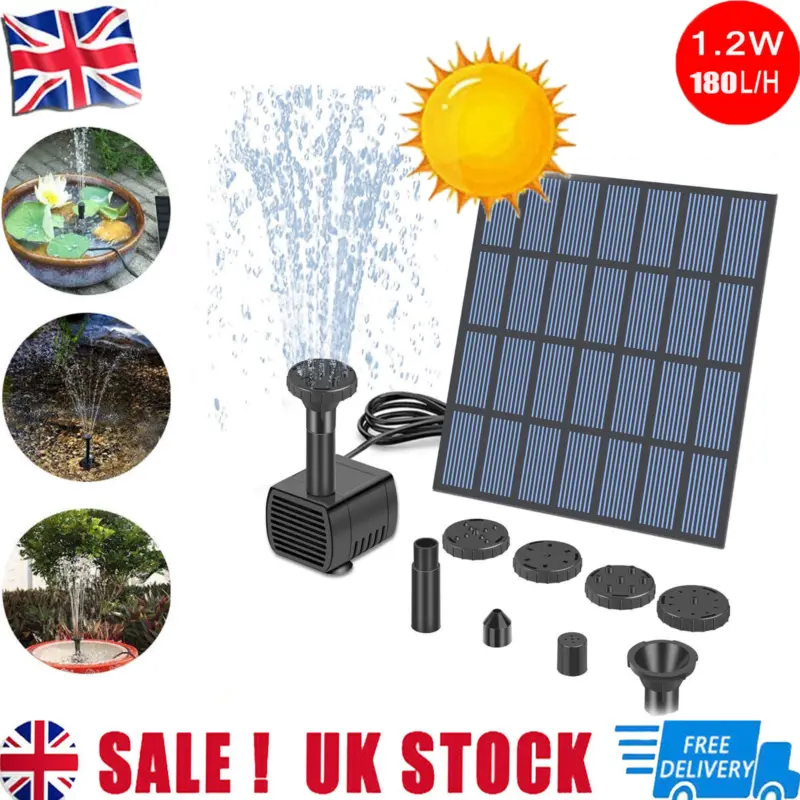 Solar Pond Pump Power Fountain Submersible Water Garden Pool Feature Kit Panel