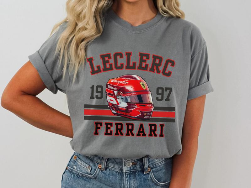 Charles Leclerc T-Shirt, F1 merch, Formula 1 shirt, Ferrari Tee, Varsity shirt Leclerc, Leclerc shirt, F1 shirt 4