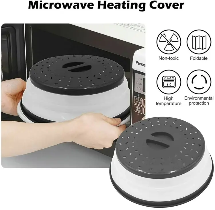 Collapsible Microwave Food Cover, 1 Count Round Shaped Microwave Plate Cover with Steam Hole, Food Cover for Fruit & Vegetable, Kitchen Accessories 7