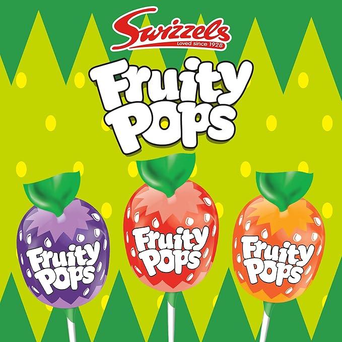 Swizzels Fruity Pops Dispenser Box - 100 Lollipops, Vegan Friendly Sweets, Lemon Flavour - Packed 2