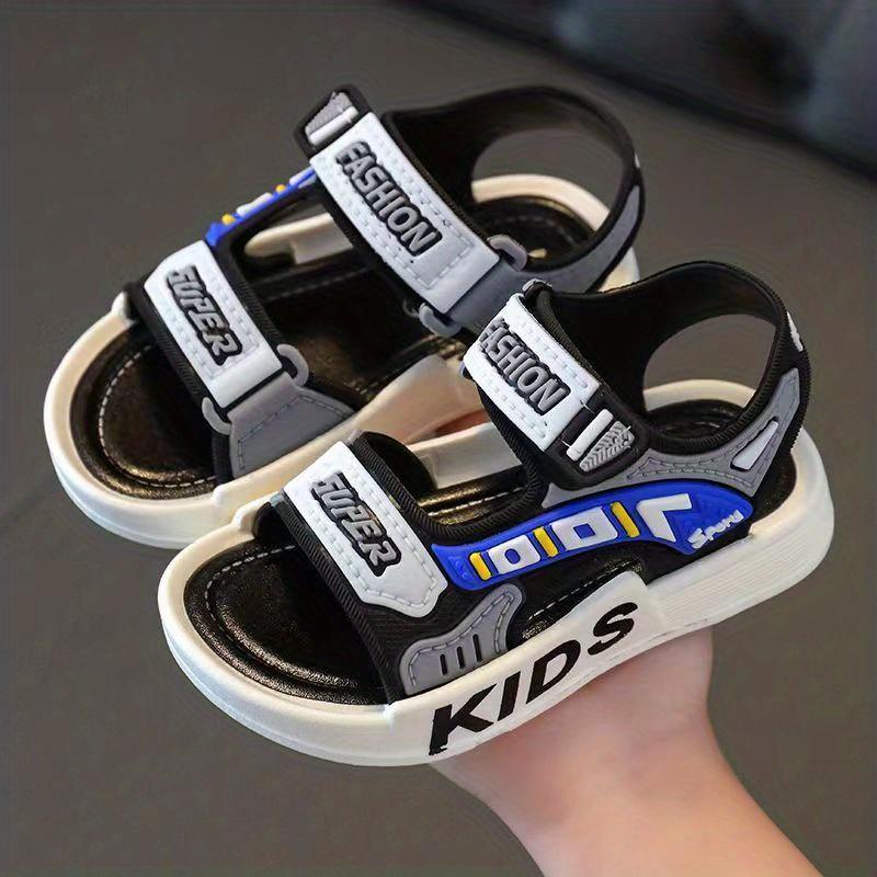 Boys Girls Trendy Hook And Loop Sandals, Wear-resistant Non-Slip Comfy Beach Shoes, Summer 3