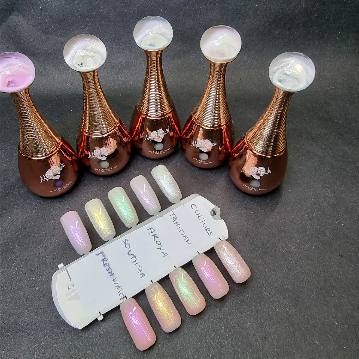 Set of 5 chrome effect gel polish