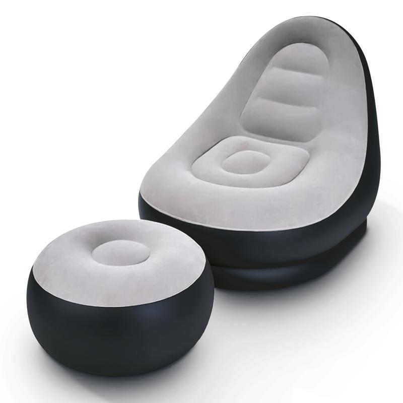 Inflatable Deluxe Lounger Ottoman Couch Gaming Chair Foot Stool Seat Air + Electric Pump 2