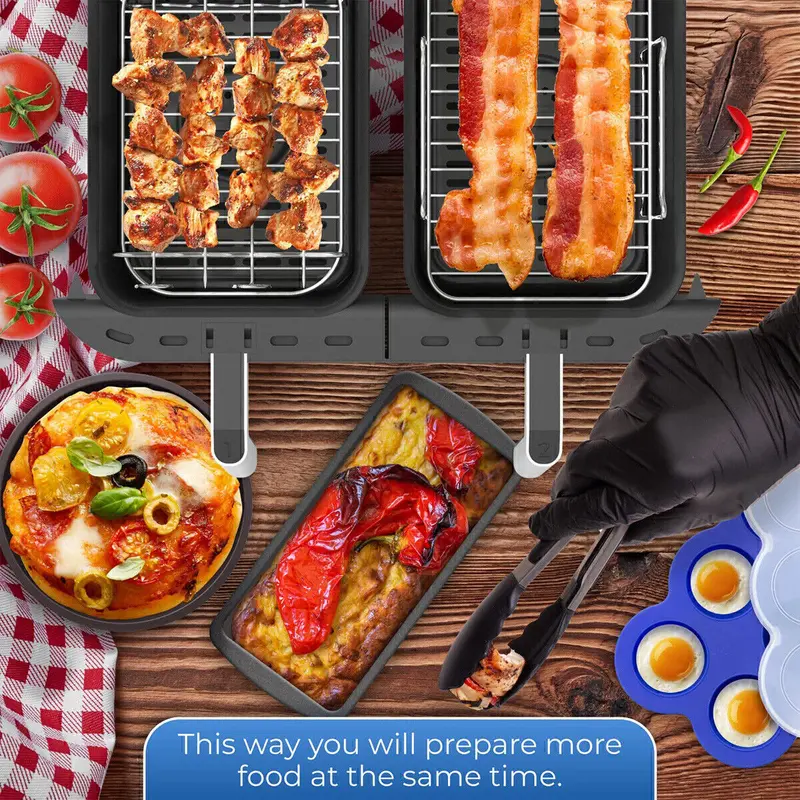Air Fryer Rack and Grill Rack 8PCS Steel Griller Double Basket Accessories 5