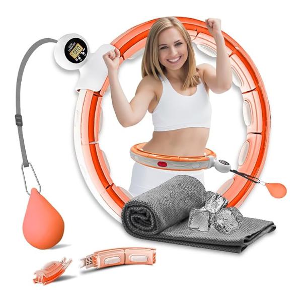 Weighted Hula Hoop, Infinity Smart Hula Hoops with 16 Knots, 360 Degree Auto-Spinning Ball Massage, Infinity Hoop For Adults, Fitness Equipment For Weight Loss 0