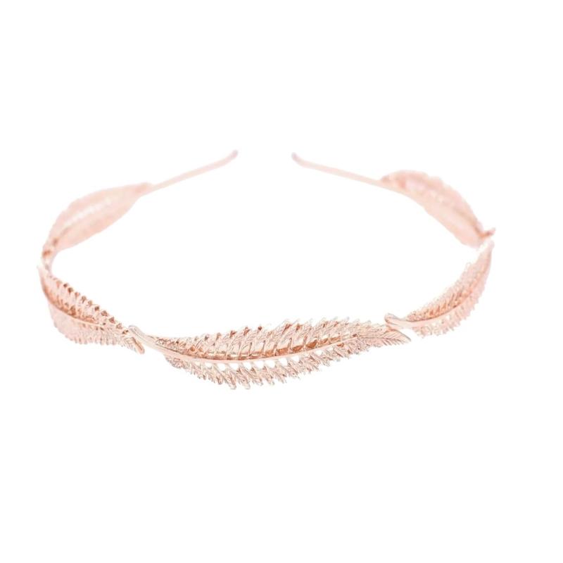 Goddess Rose Gold Leaf Band Headband Hair Piece Crown for Women - Elegant Metal Design 4