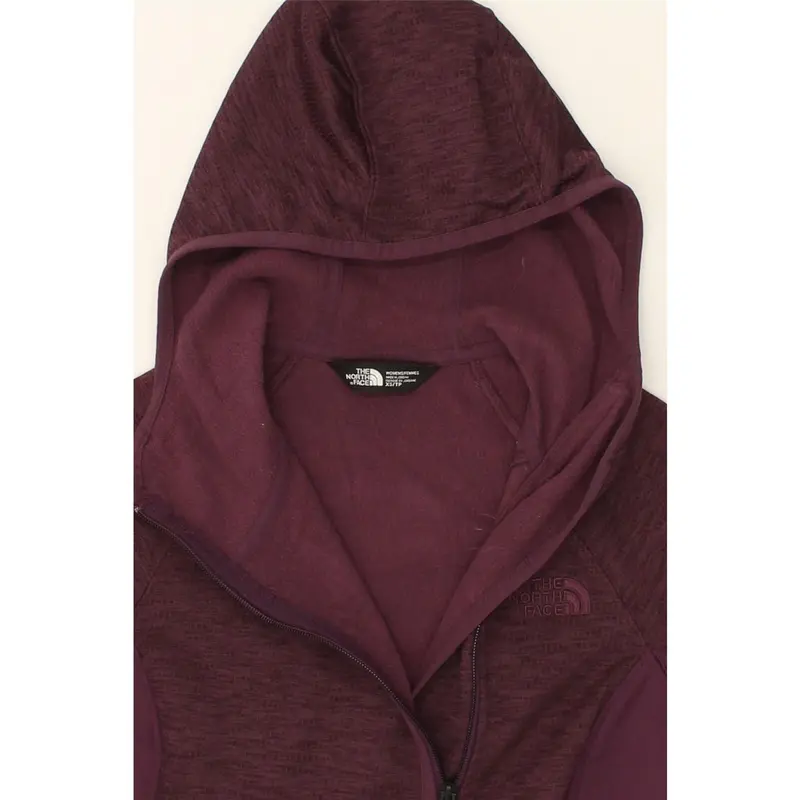 Pre-Owned Vintage THE NORTH FACE Womens Zip Hoodie Sweater UK 6 XS Burgundy Colourblock 3