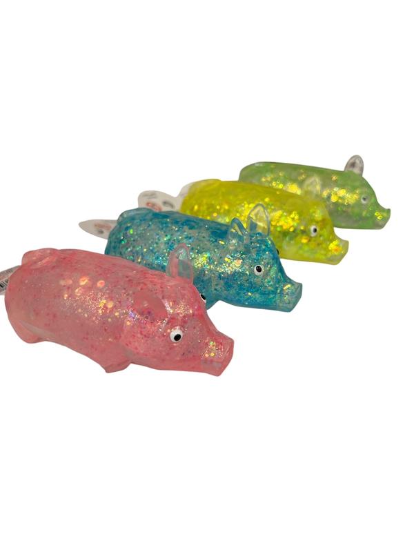 Glittery Pig  - Sugar filled -Squeeze Me - Squish Me - Random colour selected - Slowly oozes back to shape 0