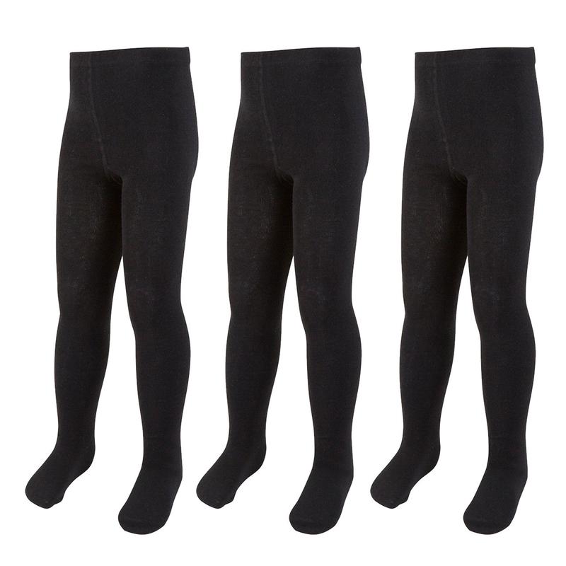 3 Pack Girls Black Tights School Tights for Girl Back To School Uniform Solid Plain Black Cotton Rich 	3 Pairs Girls Black School Uniform Tights Cotton Rich Warm Thick Stretchy Soft Warm Elasticated Waist Breathable 2 3 4 5 6 7 8 9 10 11 12 13 Years 1
