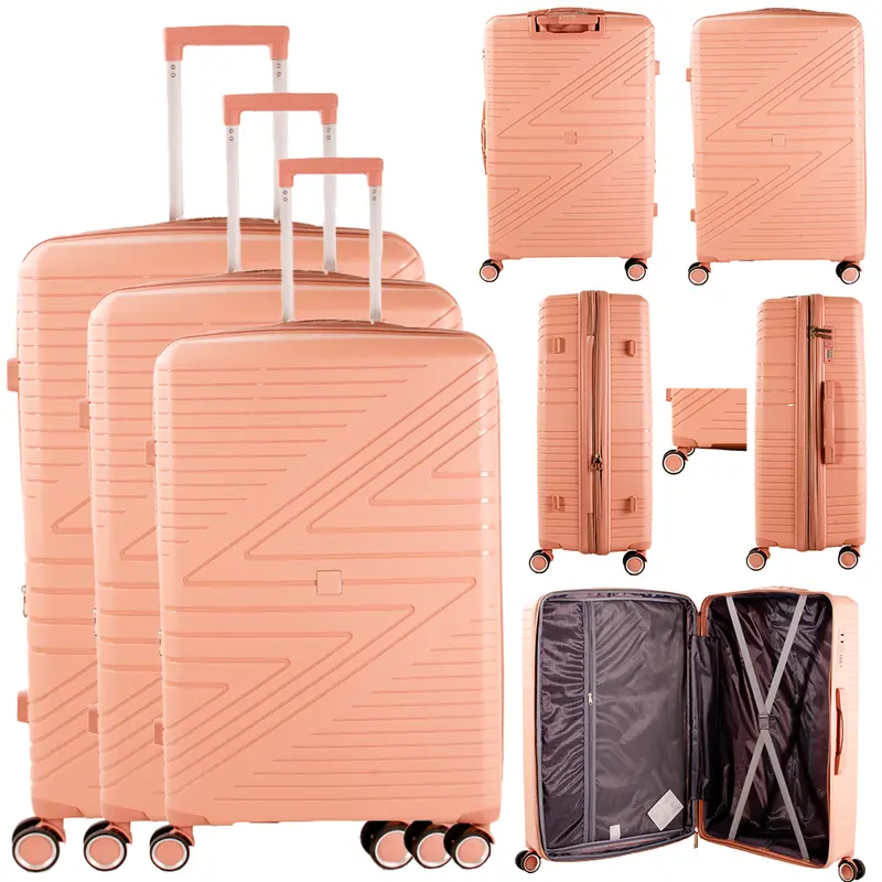 Wow Travel Set of 3 Hard Case Luggage Trolley Suitcase with 4 Spinner Wheels Patterned Durable 7