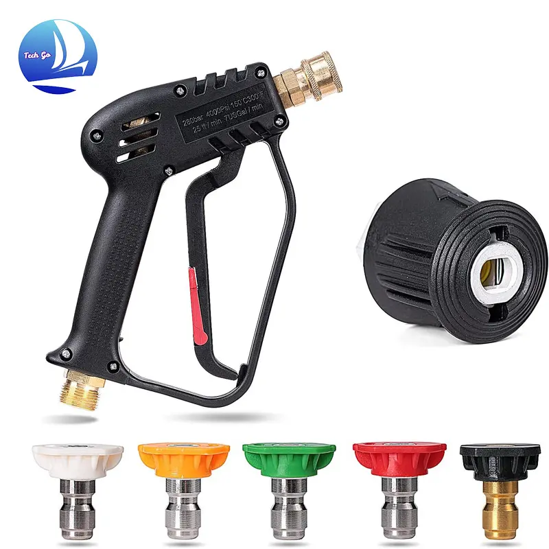 【UK SELLER Delivered within 48H】High Pressure Washer Gun Handle with 5 Water Nozzle Tip,Water Wash Cleaner for Car Cleaning Kit(M22 14MM Fitting Hose Connector & 1/4" Quick Connector) Power Wand 4000 PSI
