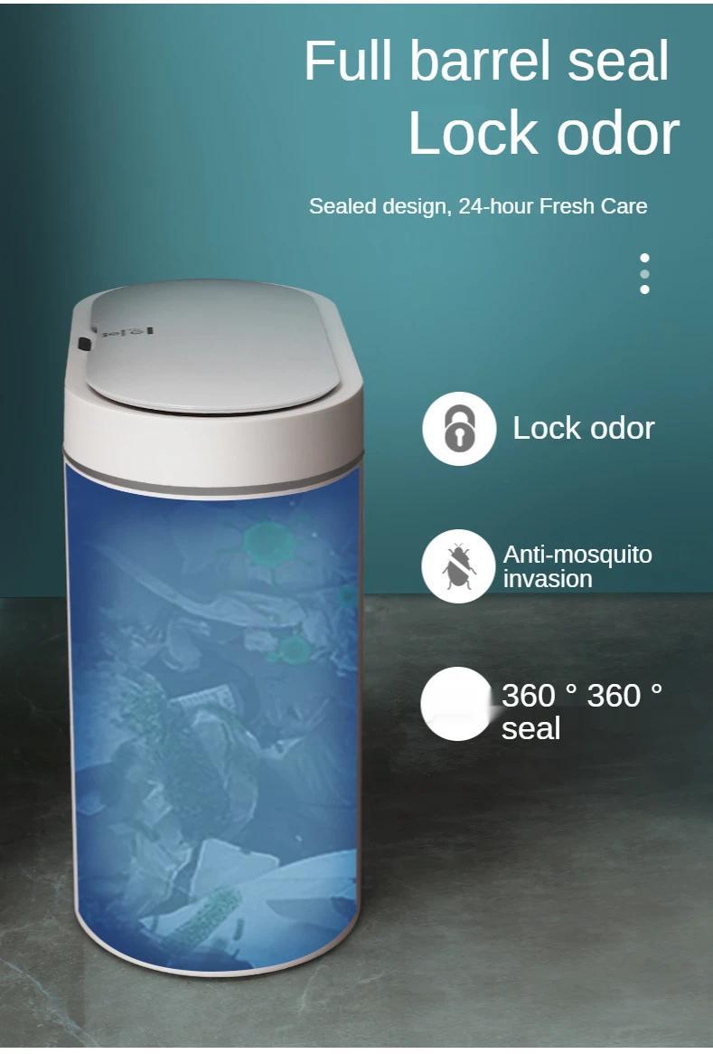 Product Introduction of 7L Trash Can Smart Sensor Trash Can Automatic Household Electronic Kitchen Trash Bin Toilet Waterproof Narrow Seam Sensor Bin 31