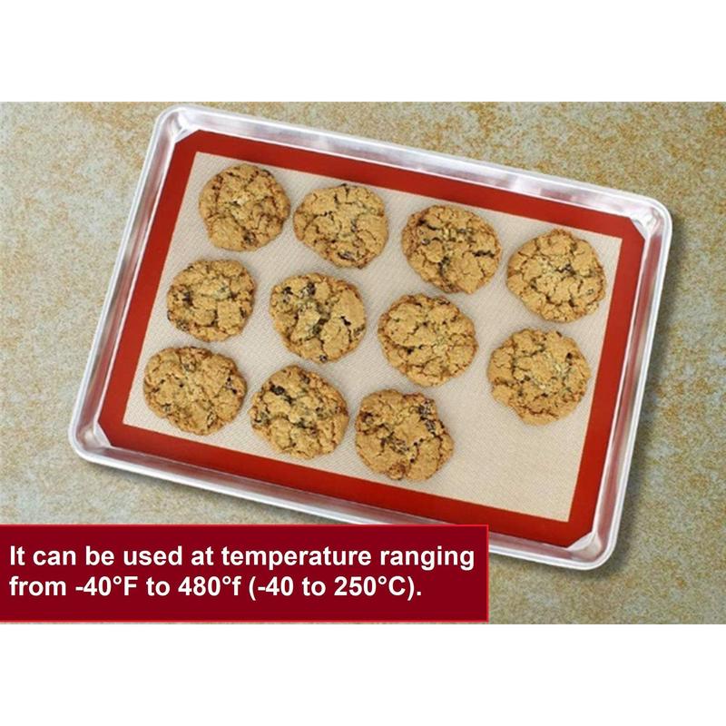 [UK Seller] 2 Silicone Baking Mat Sheet Set Oven Tray Liners Roll Mat Sheet Tray Liner Non Stick Cookie Sheets Professional Grade Bakeware Oil Cake Pastry Washable 7