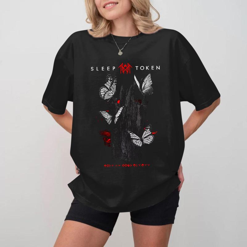 Sleep Token Butterflies Band Logo T-Shirt, Unisex Cotton For Fan For Men Women Tshirt 0