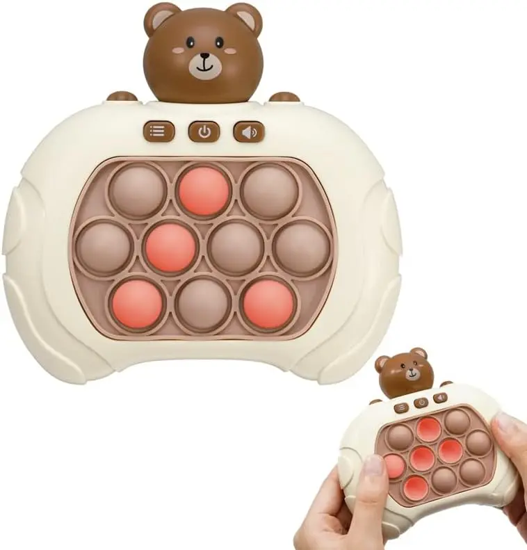 Bear Design Fast Push Retro Game Console, Speed Pushing Mini Handled Sensory Fitget Toy For Gift, Whack-a-mole Press Machine Toys, Pop Bubble Kids, Quickly Boy Girls Concoles Decompression Toy