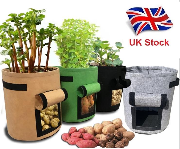 UK Seller 4/7/10 Gallon Potato Grow Planter Bags Vegetable Planting Bag Fabric Pot Onion 0
