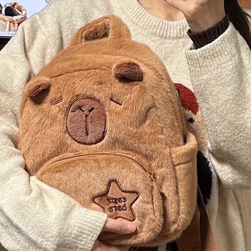 Product Introduction of New Capybara Plush Capybara Backpack Cute Versatile Furry Bag Female Cartoon Small Backpack 4