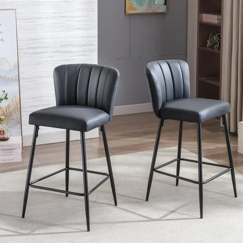 Set Of 2 Caiden PU Leather Bar Stool Bar Chair 1