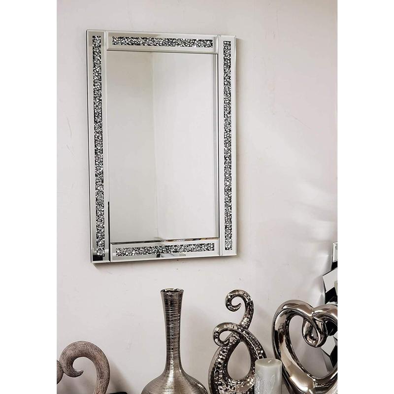 Zidan Bargains 60X40Cm Crushed Jewel Wall Mirror Loose Diamante Crystal Rectangular Mirror Room Decoration Ideas 4